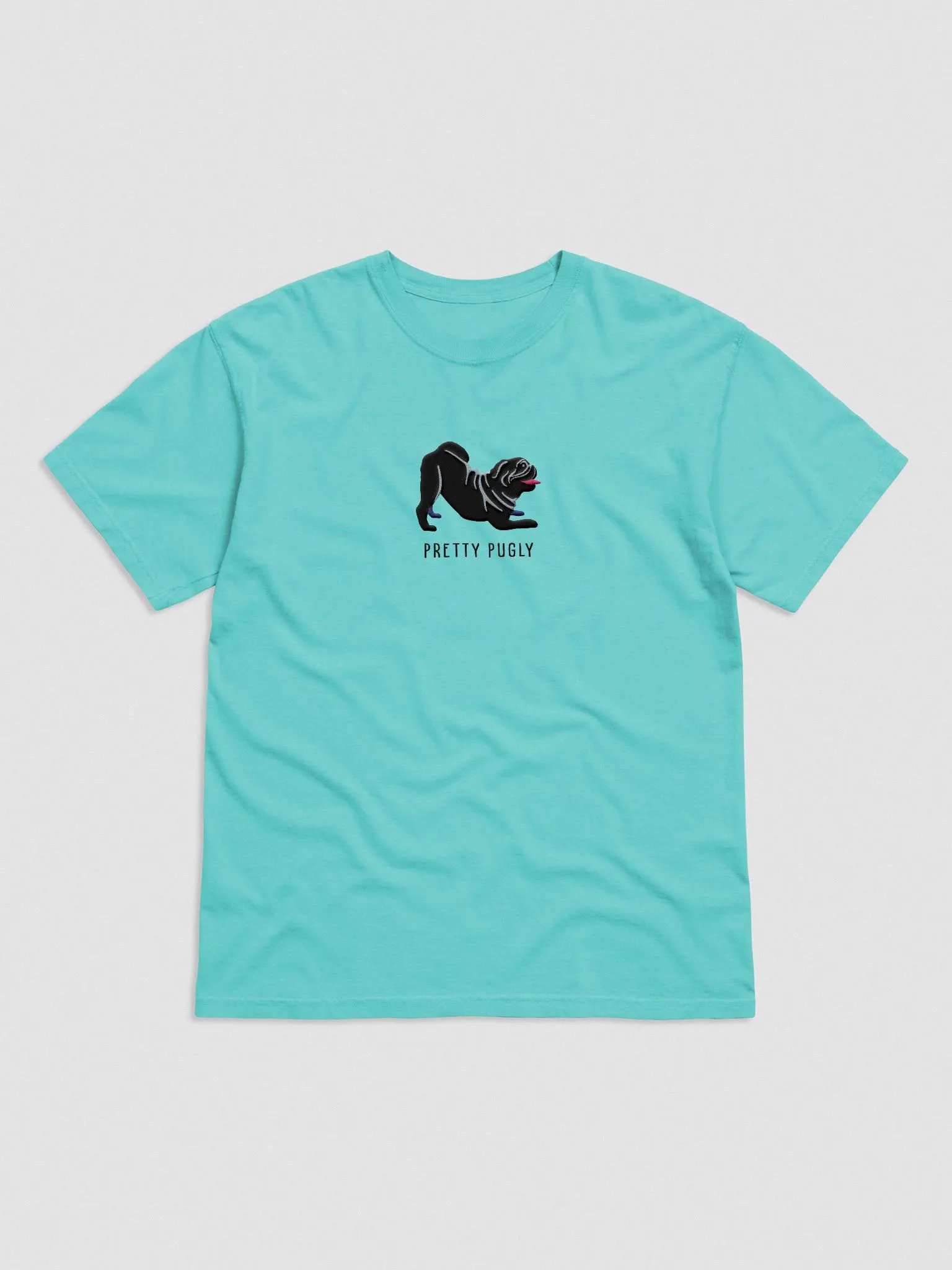 Pretty Pugly T-Shirt(Embroidered) of a Pug(Black) product image (4)