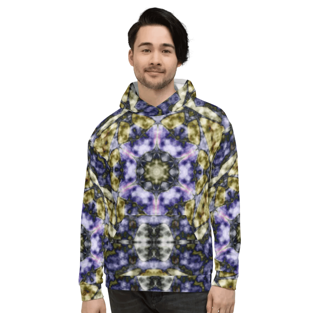 Bohemian 6 Pointed Madala Yellow and Purple/ All-Over Print Recycled Unisex Hoodie by Sublicolor product image (3)