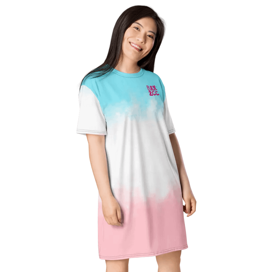 BOURNE to Cape Cod™ | Coastal Dream T-Shirt Dress | Pink & White Tie-Dye | Beachy-Chic & Bold product image (4)