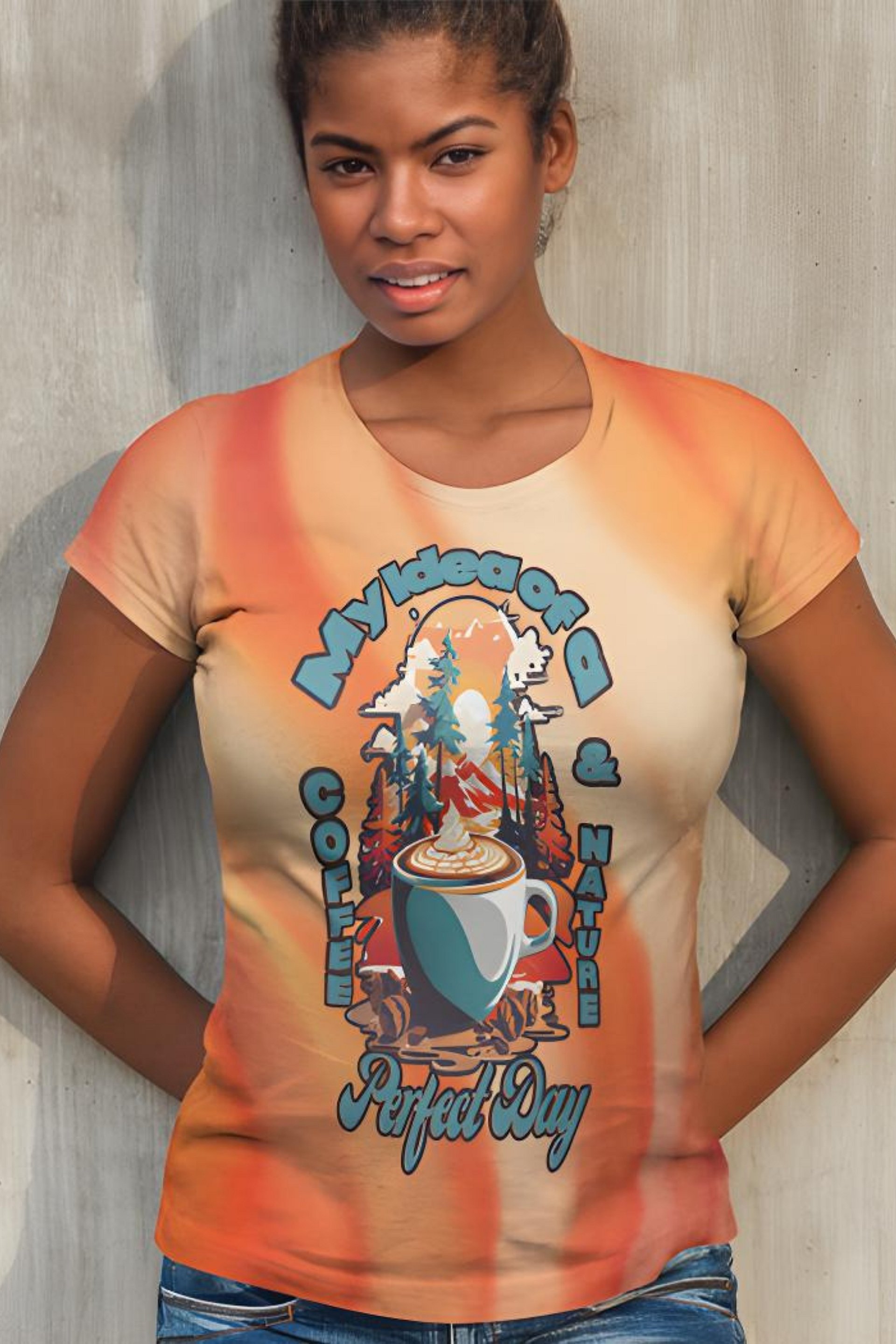 My Idea of a Perfect Day Coffee and Nature All Over Print T-shirt product image (1)