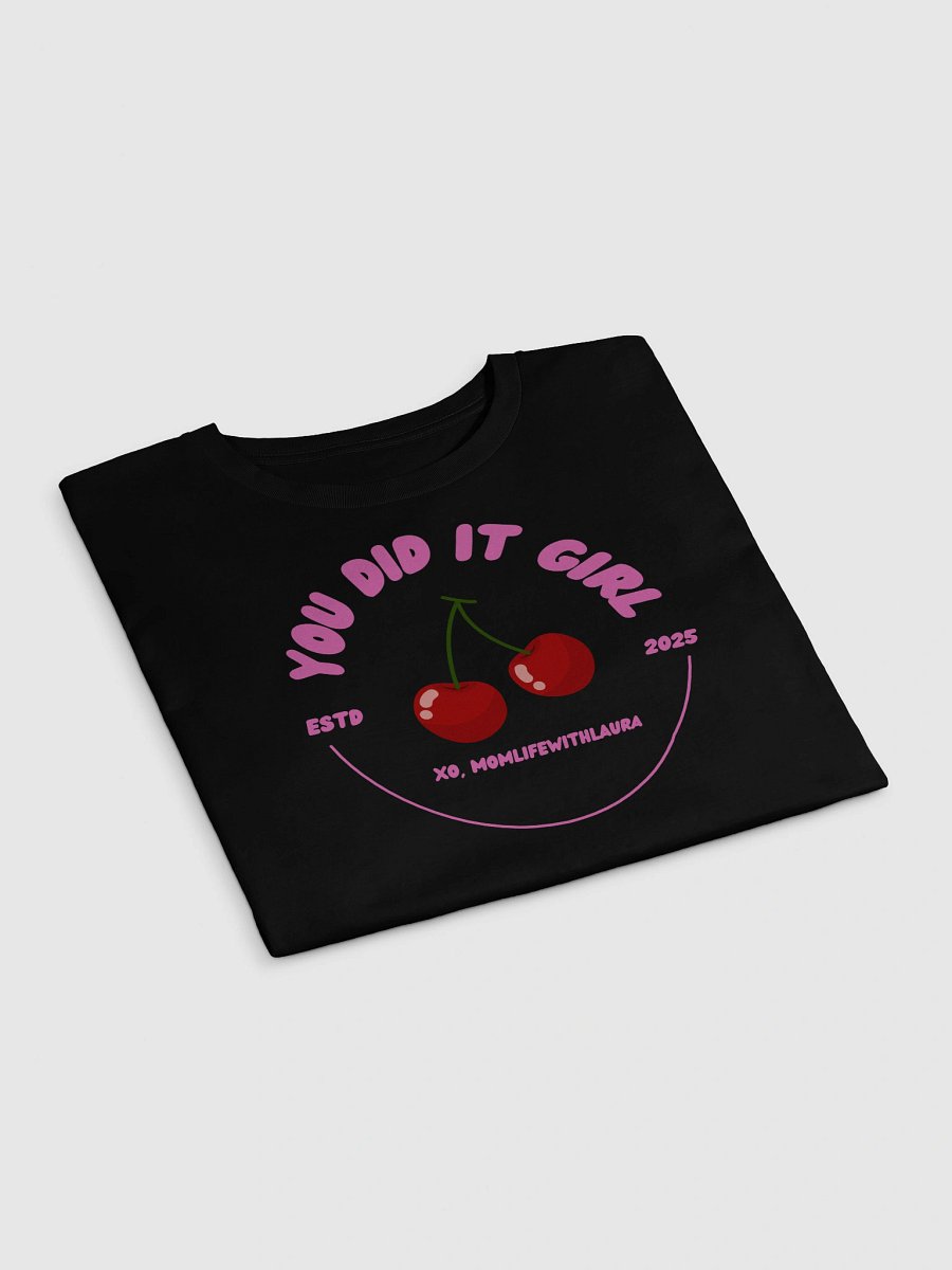 You Did it Girl Cherries Cropped Tee - Hot Pink/Black product image (3)