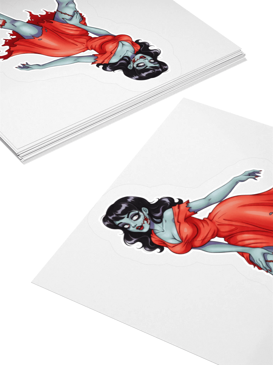 V1 Zombie Pinup Kiss Cut Stickers (Clear Edge) product image (4)