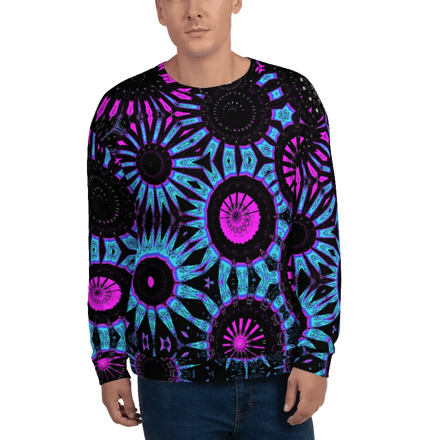 Abstract Circular Shapes in Turquoise, Black and Pink Unisex Sweatshirt product image (5)