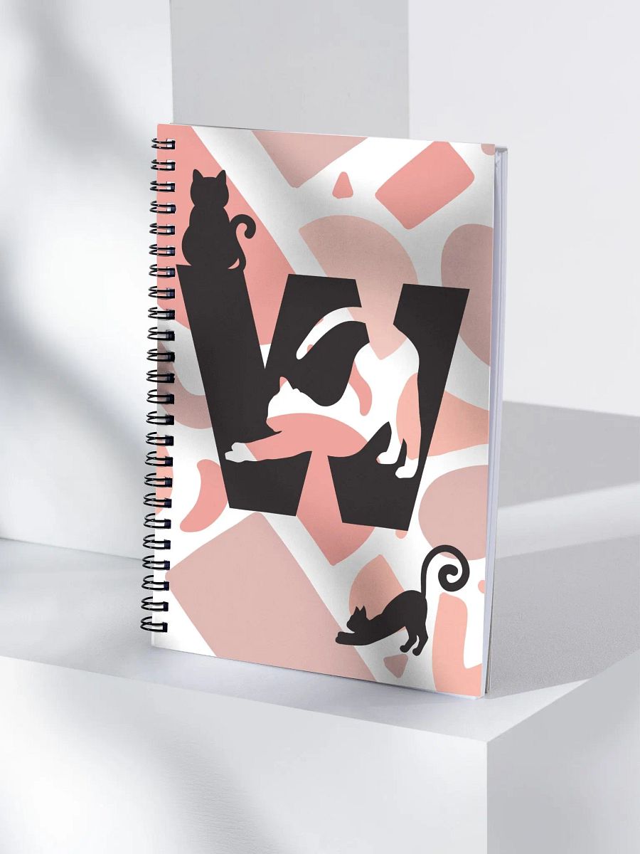 Monogram Letter W Cat Lover Geometric Pinks Notebook product image (4)