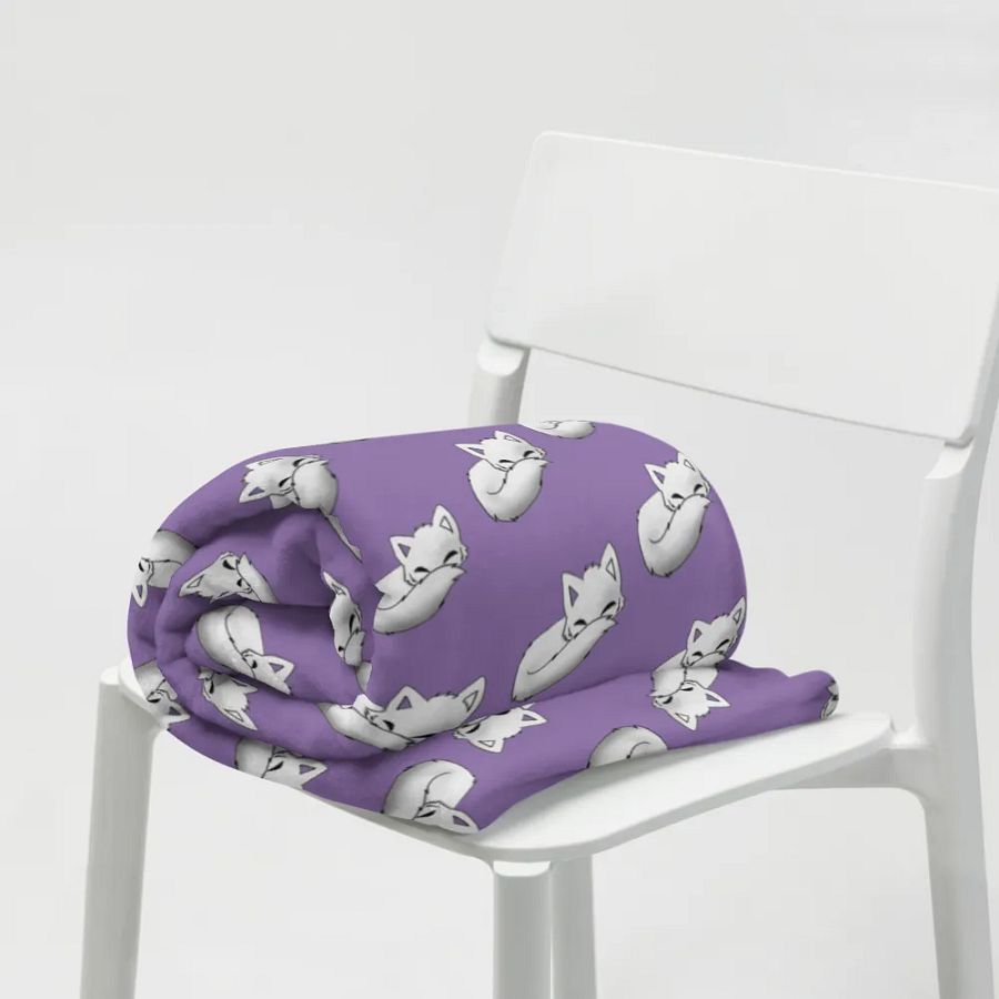 Sleepy Fox Throw Blanket with Purple Background product image (11)