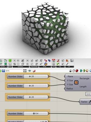 Grasshopper - EX 5 - Voronoi 3D + Attractor point #architecturestudent #grasshopper3d #architecturemodel #parametricarchitecture #architecturetiktok #model #rendering #models #architectureschool #render #parametricdesign #zahahadid #architect #design #grasshopper #modeling #architecture #architecturedesign #architecturestudentlife