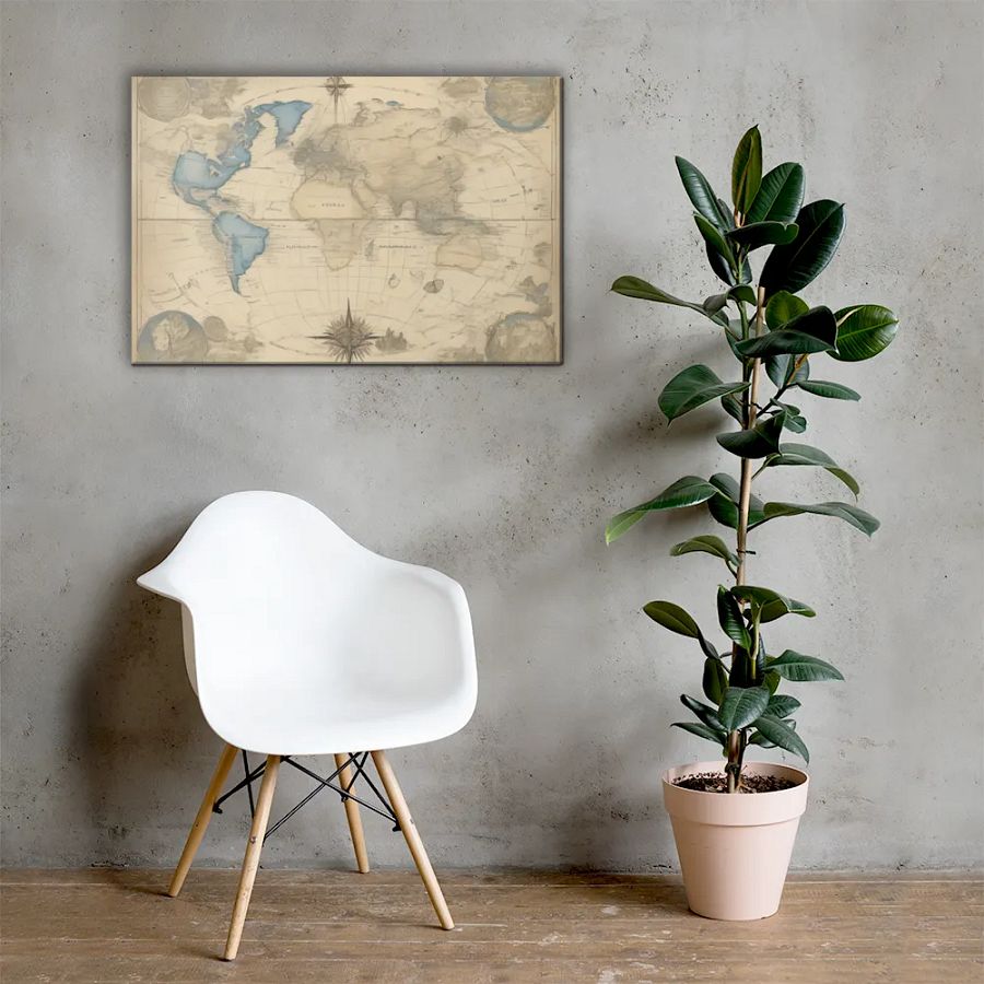 World Map for Wall Art | Earth Impressions Hand-Drawn World Map [24