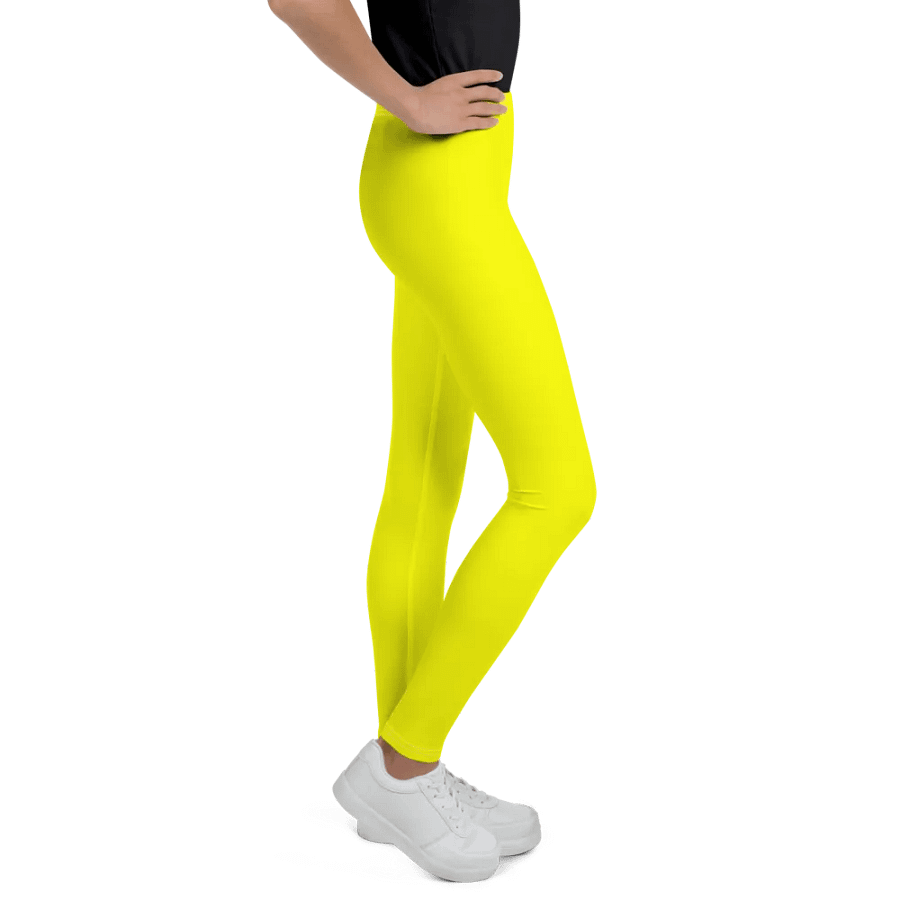 Youth Plain Color Yellow Leggings product image (4)