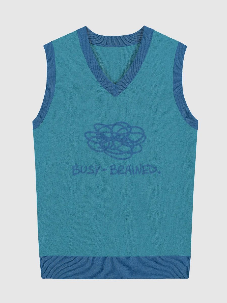 BUSY-BRAINED (lg. design, teal and blue) knitwear vest product image (1)