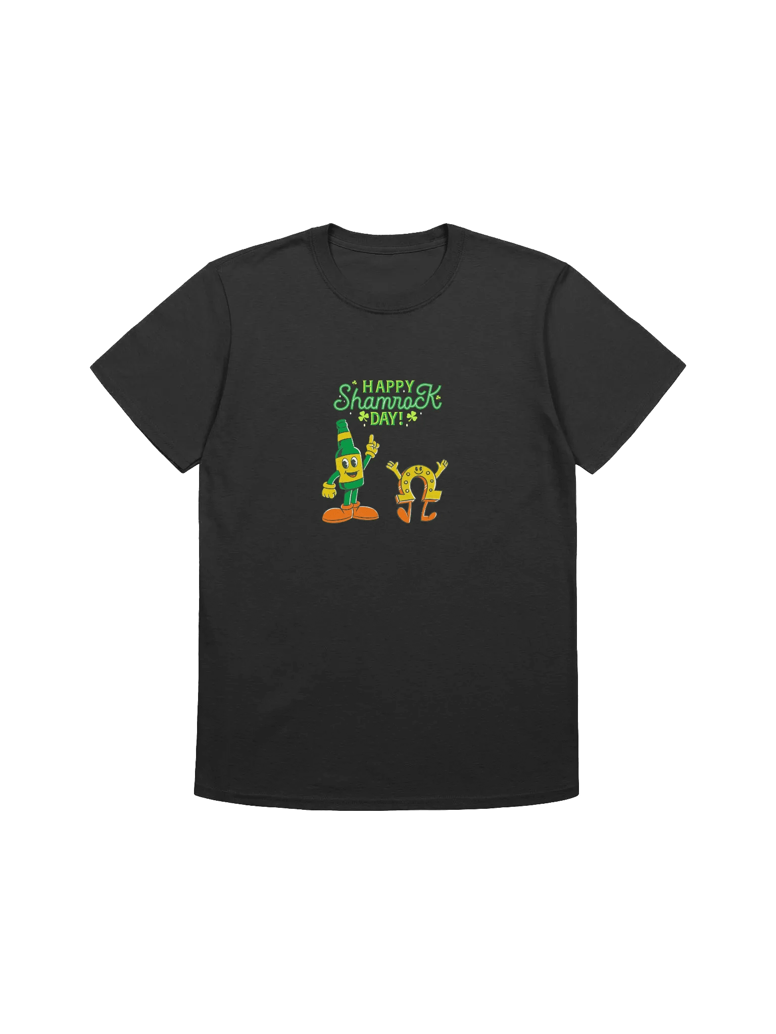 Cute Retro Beer Bottle and Lucky Horseshoe St. Patrick's Day Unisex T-Shirt product image (1)