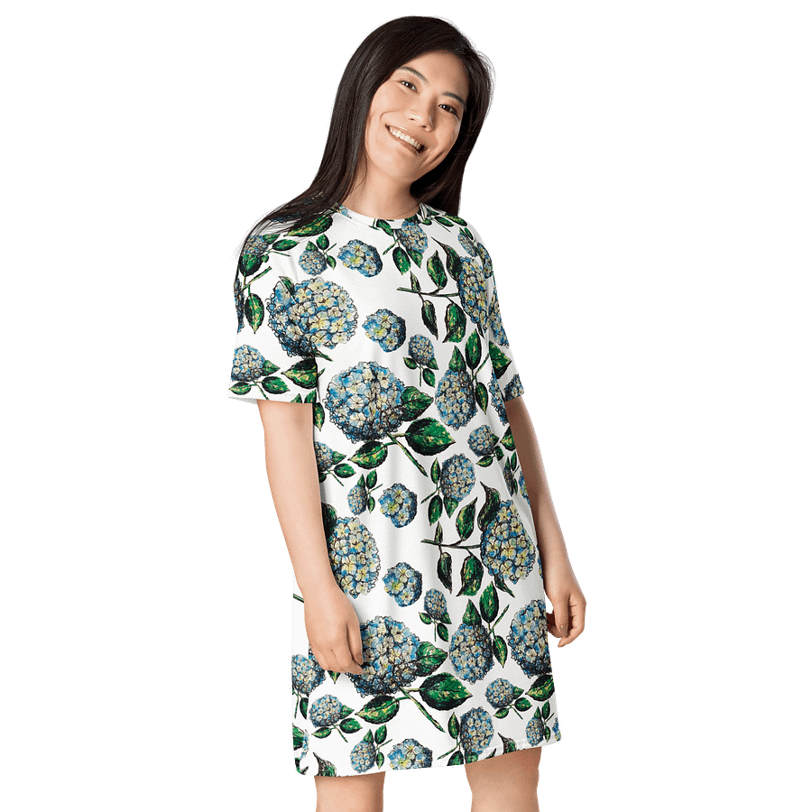 Blue Hydrangea Blooms | Elegant Summer Design | T-Shirt Dress | by Monique Faella Designs™ product image (4)