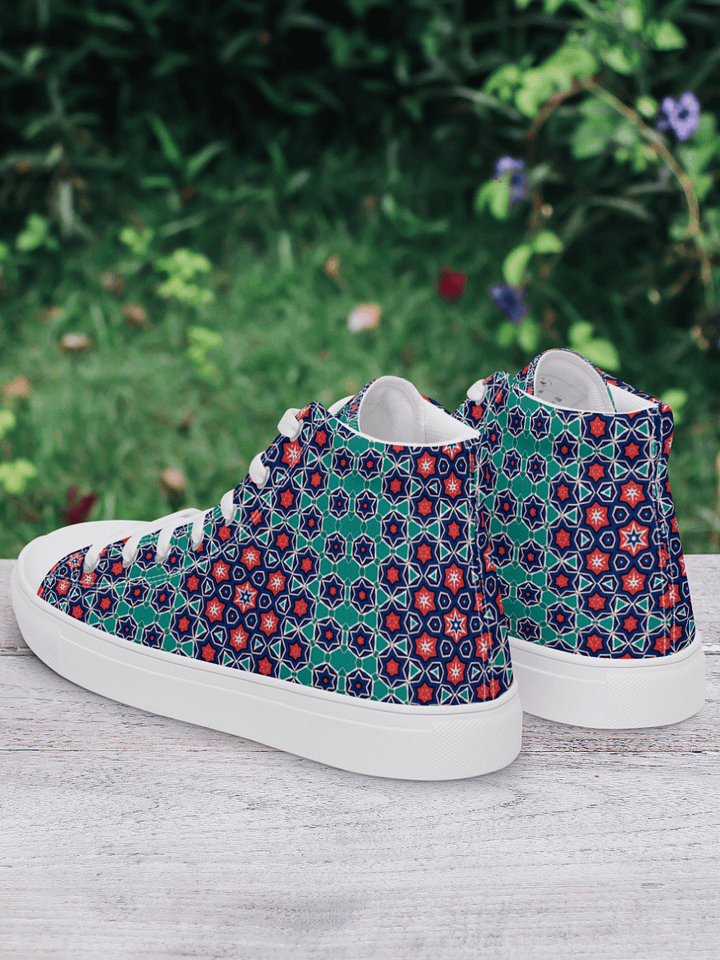 Symmetry Chic: Geometric High Top Canvas Shoes product image (2)