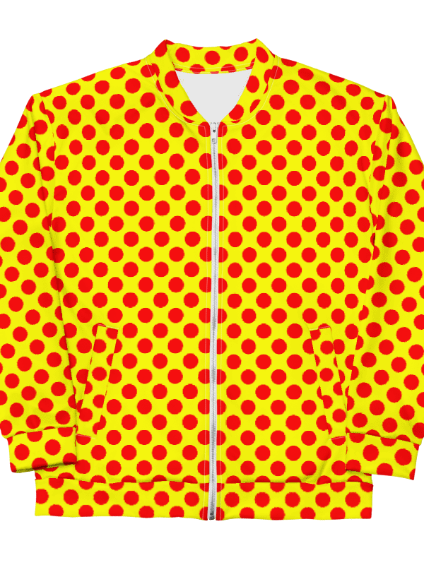 Red Polka Dots on Yellow Unisex Bomber Jacket product image (3)