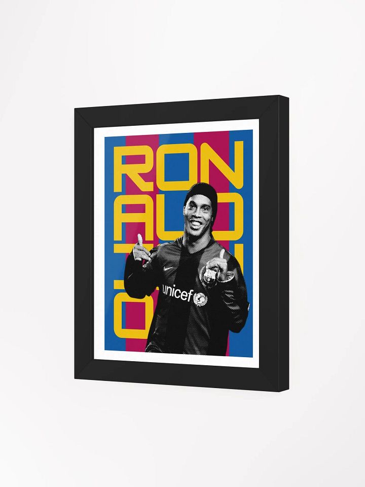 Ronaldinho BW Barcelona Name Art Framed Print product image (1)