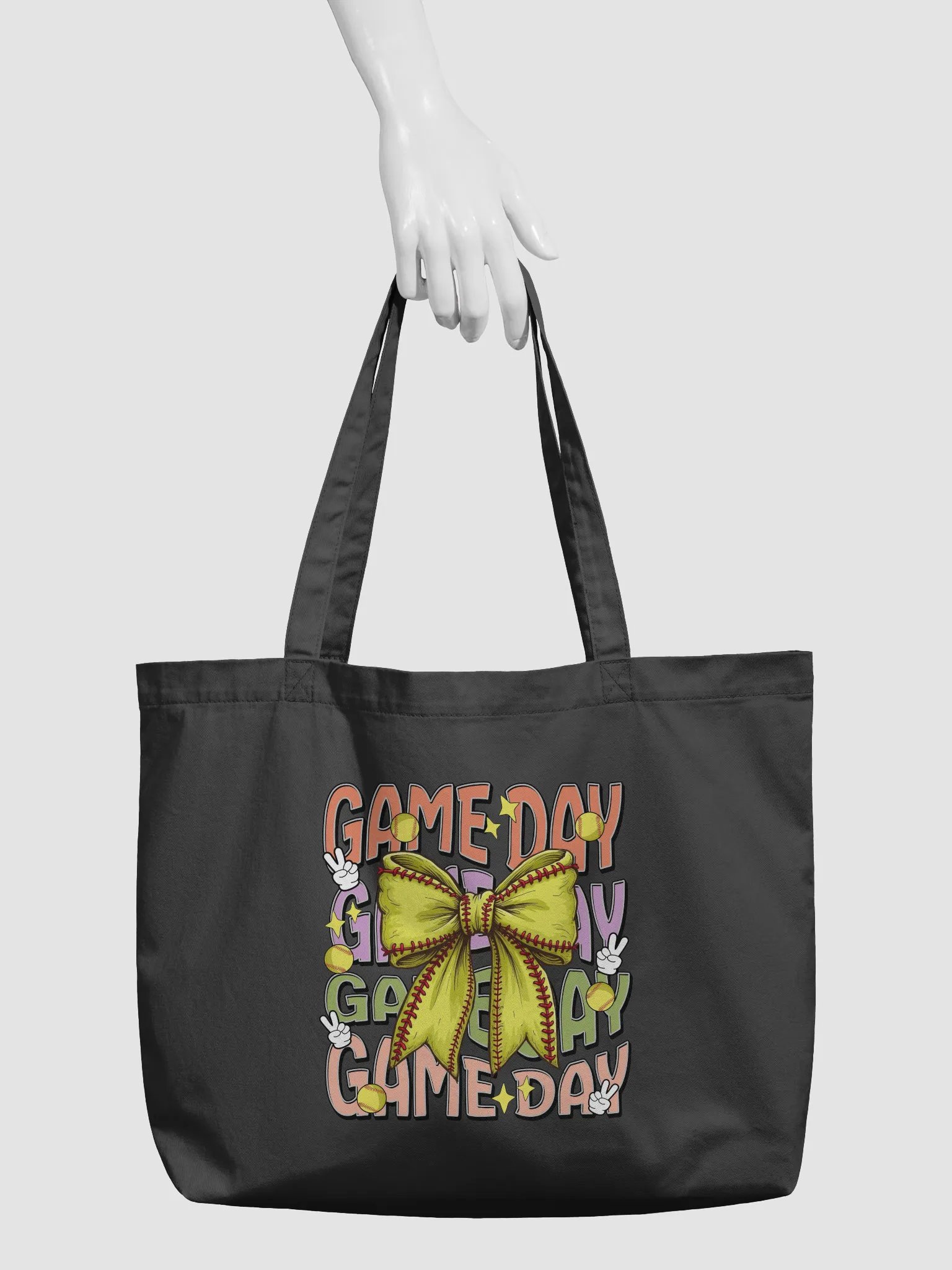 Game Day Bow Softball Fun Organic Tote product image (3)