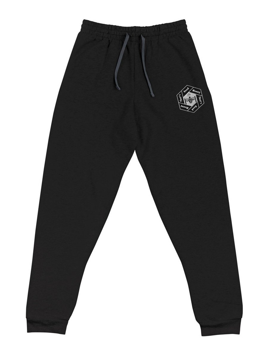 That's Good Money Embroidered Black Joggers product image (1)