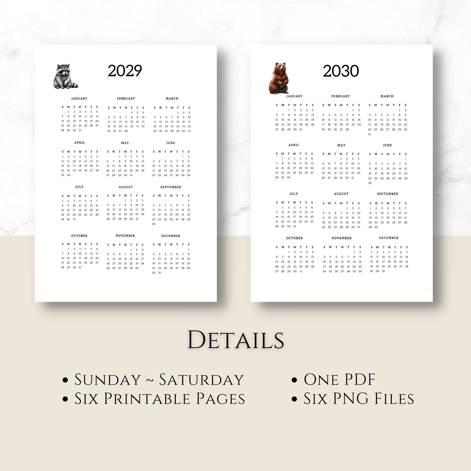 Six-year Printable Calendar Pages: Woodland Creatures product image (8)