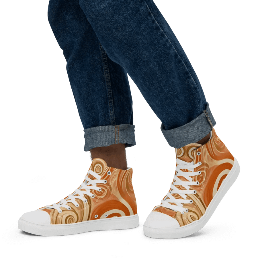 Funky Latte Liquid Tie-Dye Men's High-Top Canvas Shoes product image (6)