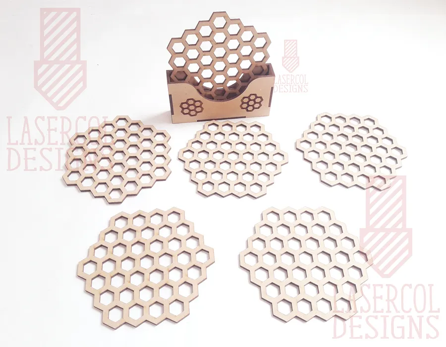 Honeycomb Coasters (6) Set 3 - Laser Cut Files product image (5)