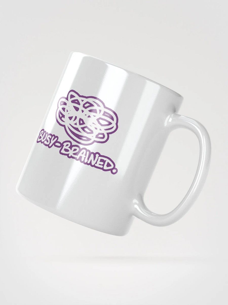 BUSY-BRAINED (lined design, #763D7D) glossy white mug product image (4)