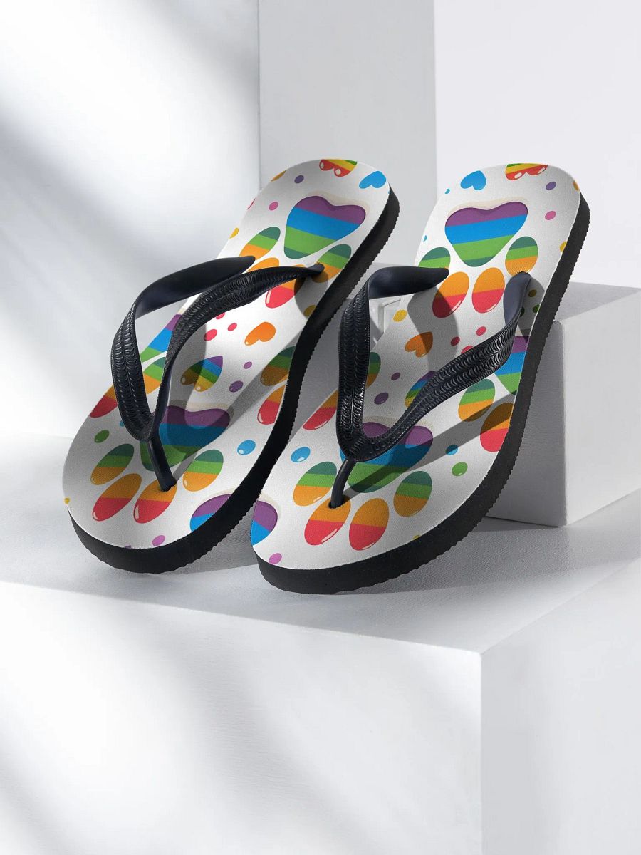 Rainbow Paw Print Flip Flops product image (2)