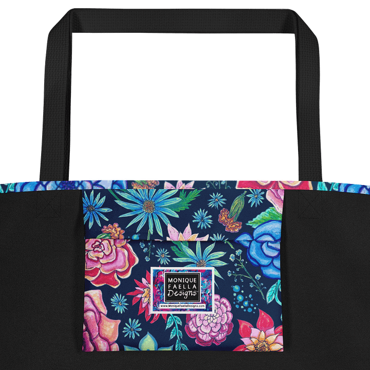 Bold Blooms | Vibrant Floral on Dark Blue | Tote Bag by Monique Faella Designs™ product image (2)