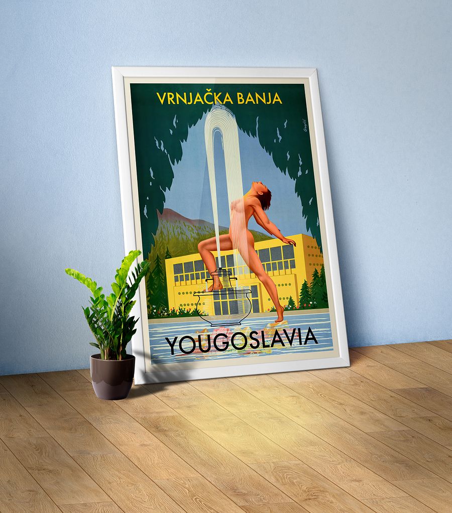Yugoslavia, Vrnjačka Banja, 1950s — retro vintage travel poster, retro travel art, retro travel wall art, art deco poster, art deco product image (1)