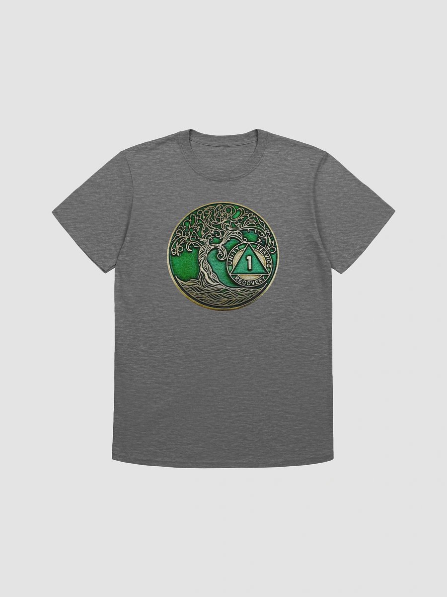 Twisted Tree of Life 1st Year Sobriety Green Medallion | Recovery T-Shirt Inspiring Sobriety product image (3)