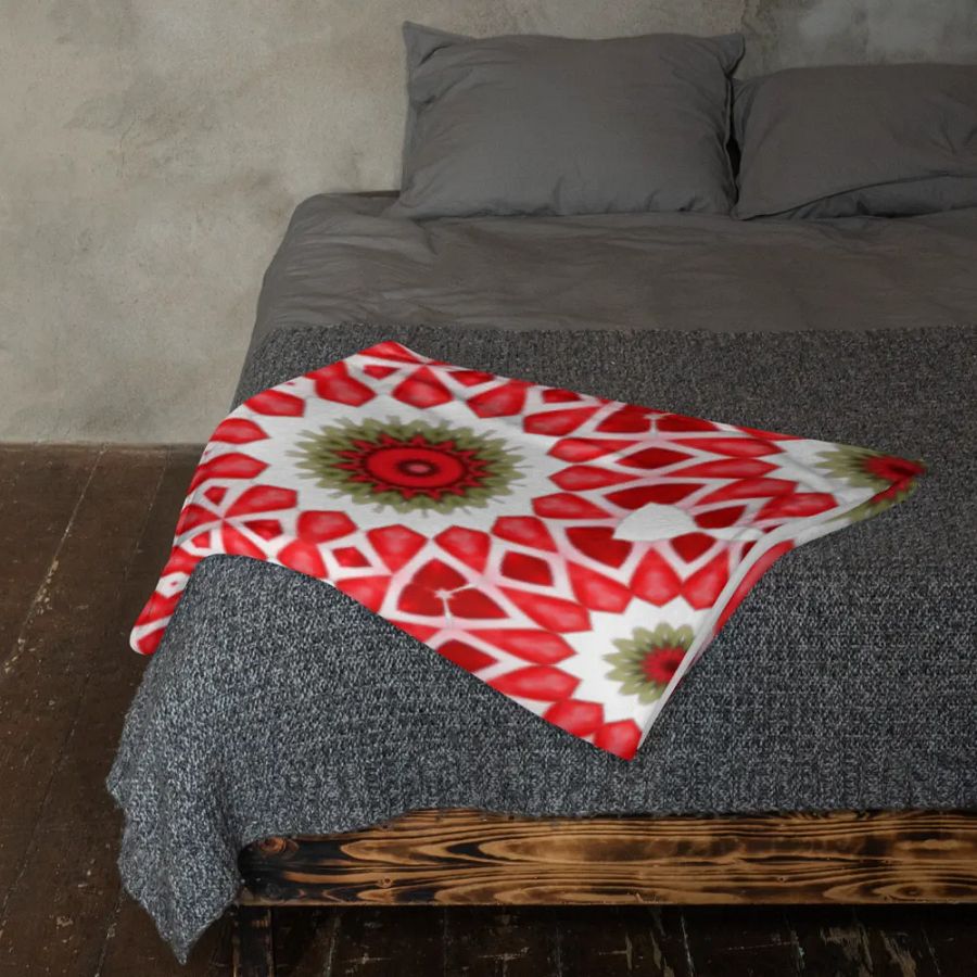 Red Green & White Daisy Throw Blanket product image (11)