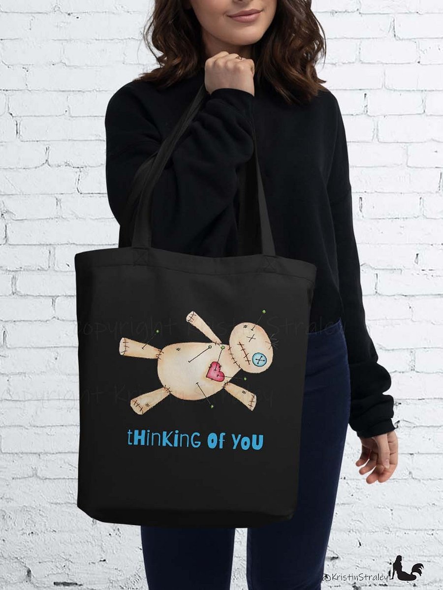 Painted Poppet Voodoo Doll "tHinKinG Of YoU" Eco Cotton Tote Bag product image (6)