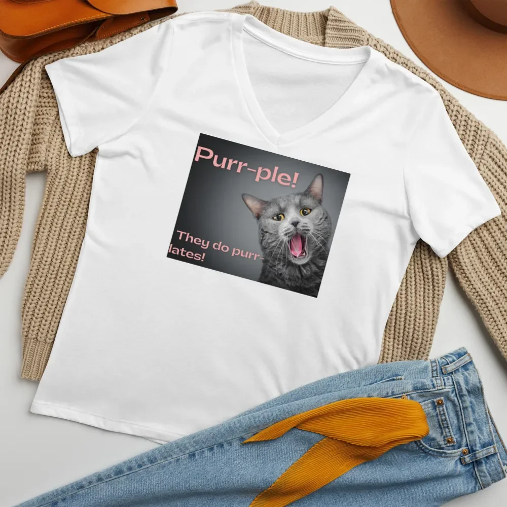 Purr-ple Meow Women's V-Neck Tee product image (7)