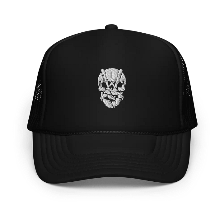 Bold Skull Art Foam Trucker Hat | AI Design peace skull image product image (2)