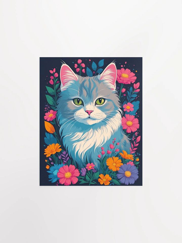 Flower Cat v1 - Poster - Small and Standard Sizes - 8x10-11x14-12x16-16x20 Inches product image (1)