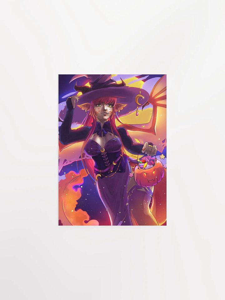 CosmicChroma Vtuber Halloween Spooky Witch Colorful Matte Poster - Art by CosmicChroma product image (1)