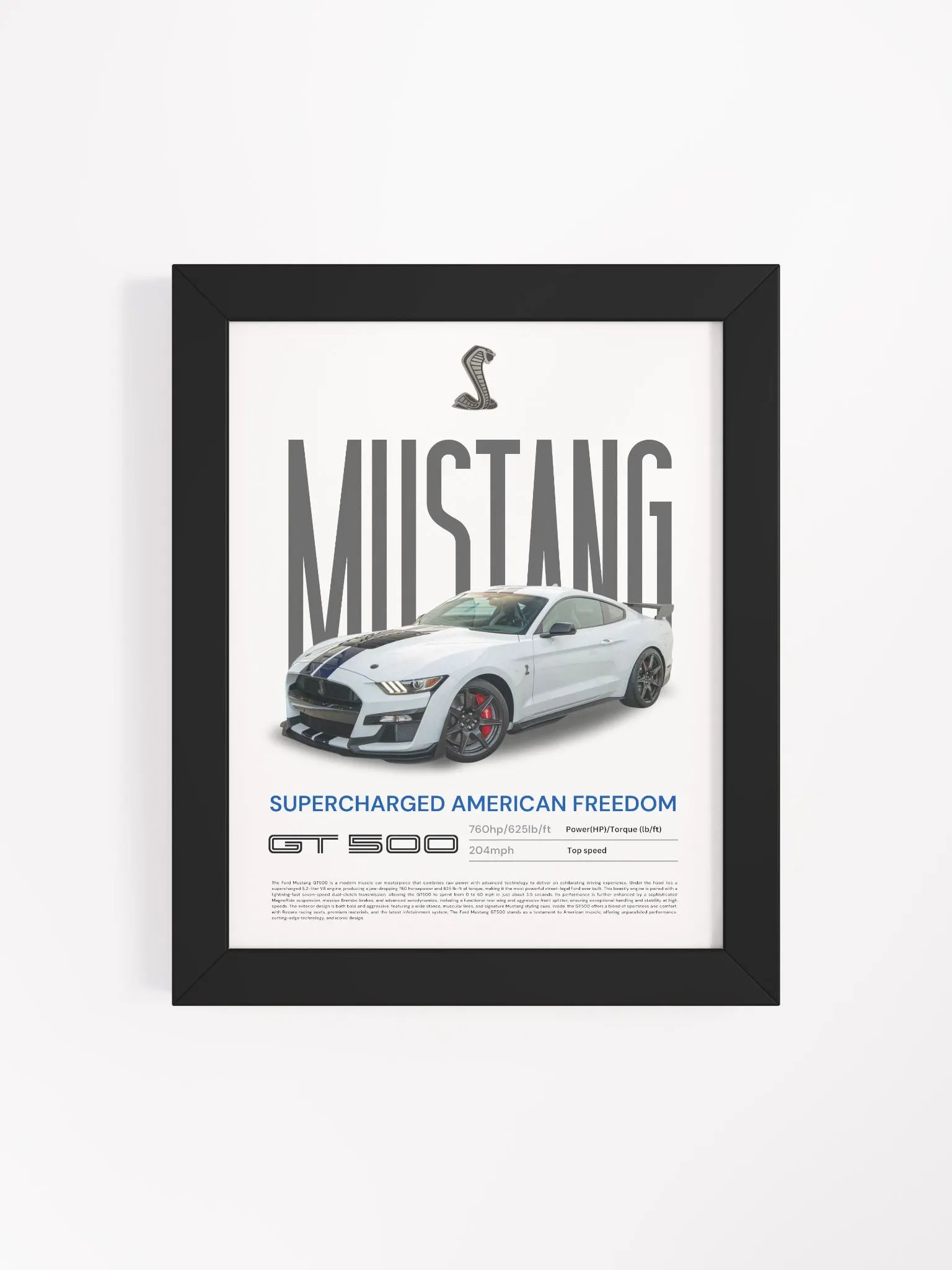 FORD MUSTANG GT500 FRAMED POSTER product image (4)