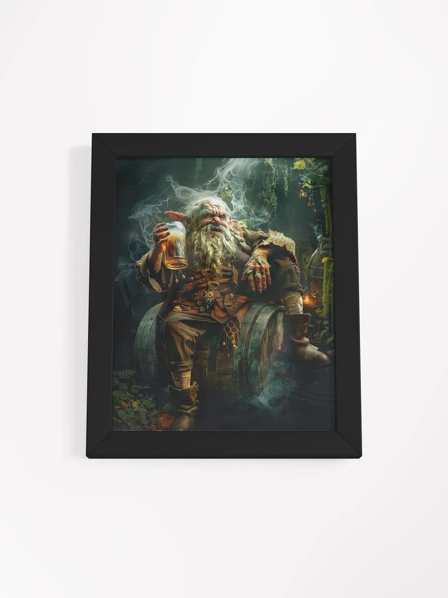 Elder elf drinking a beer - Framed High Quality Matte Poster product image (1)