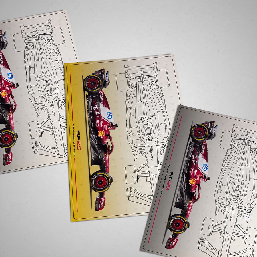 DIGITAL SF-25 technical drawing Scuderia Ferrari, Leclerc and Hamilton F1, Formula-1, F1 Posters, F1 Art, Formula 1 Wall Art, Gifts for Him, Motorsport product image (5)