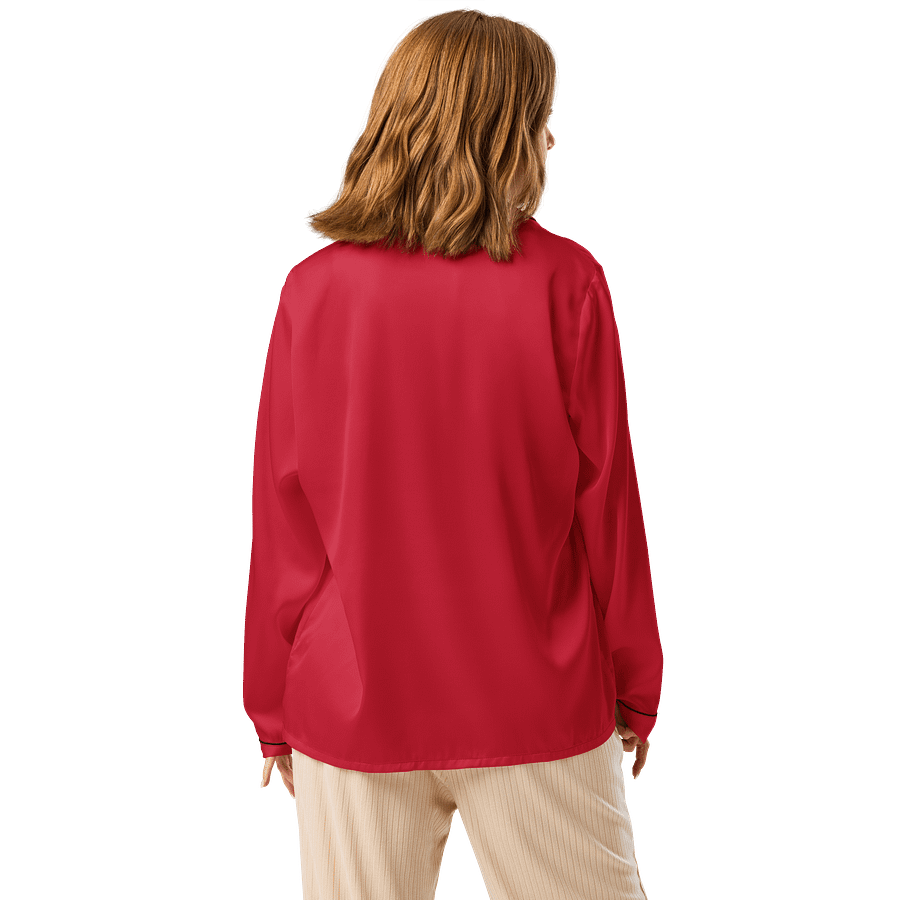 Midnight Veil Designs All-Over Print Women's Long Sleeve Pyjama Top - Red product image (2)