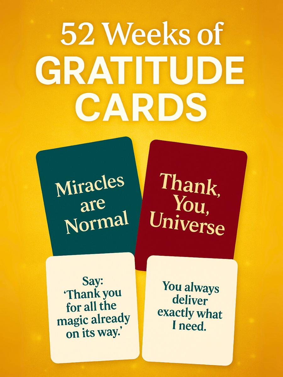 52 Weeks of Gratitude Cards | Daily Front & Back Affirmations for Miracles, Abundance & Inner Peace product image (2)
