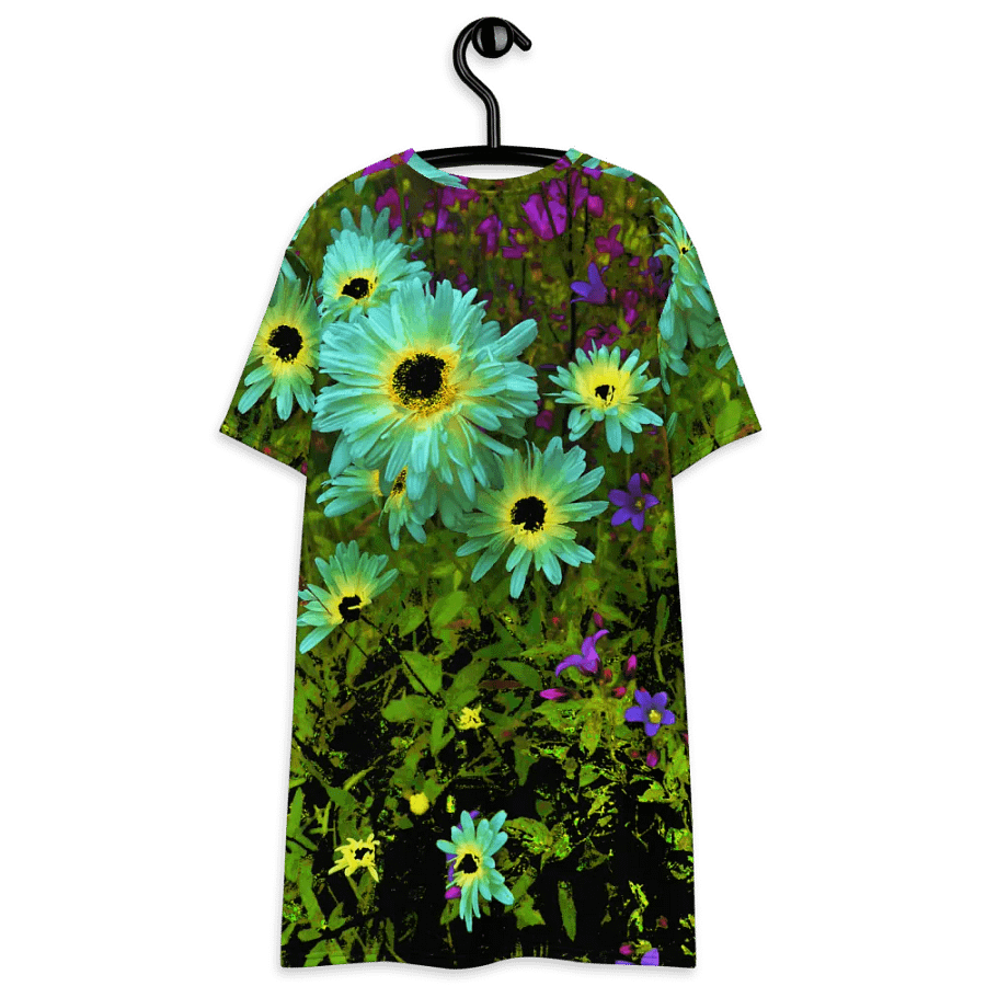 Abstract Vibrant Daises in the Garden Ladies T Shirt Dress product image (8)