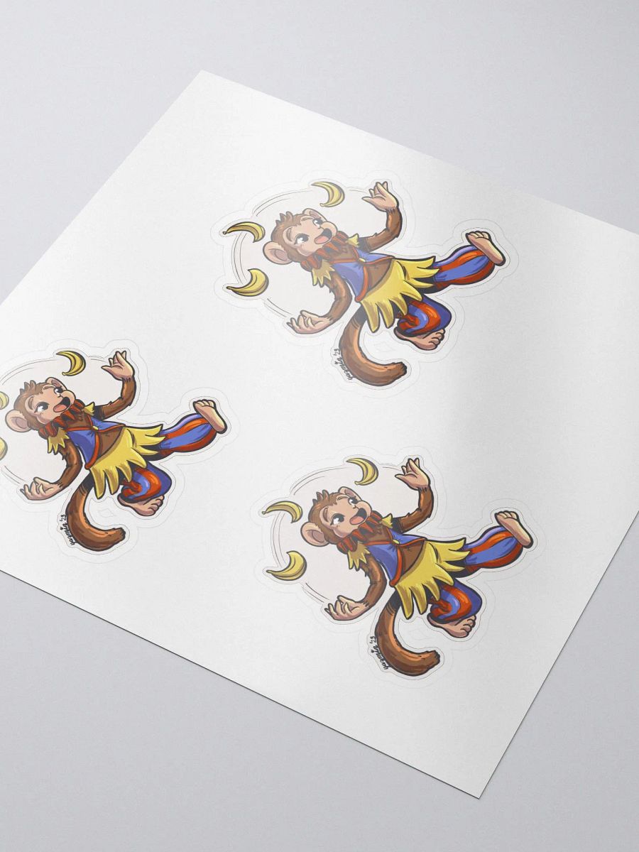 Banana-Juggling Monkey Jester Sticker Set - Whimsical Circus Decals product image (3)