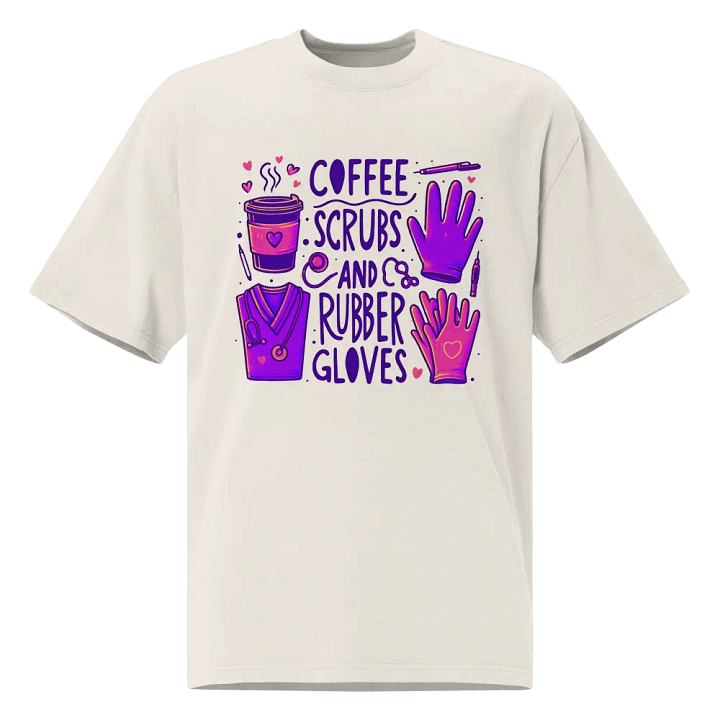 Playful Coffee and Medical Illustrations Oversized Tee product image (3)