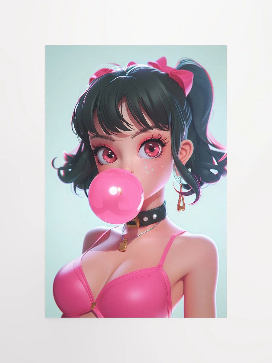 Bubblegum Bliss: Anime-Inspired Pop Art Girl Blowing Bubble Poster product image (4)