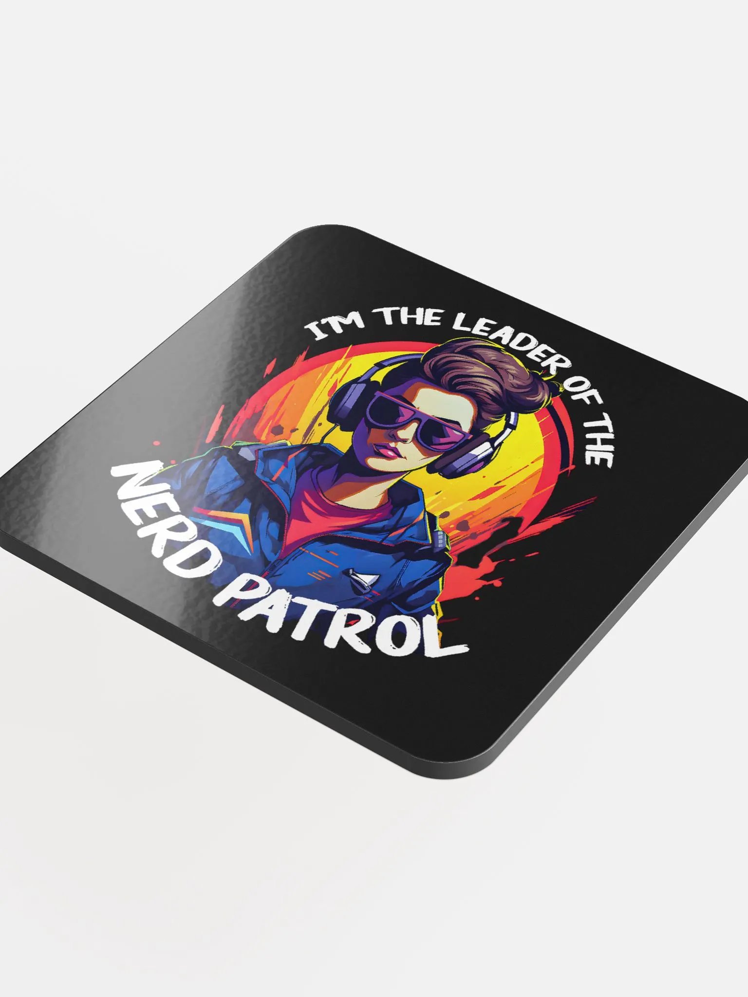 Nerd Patrol Female Glossed Cork Coaster product image (4)