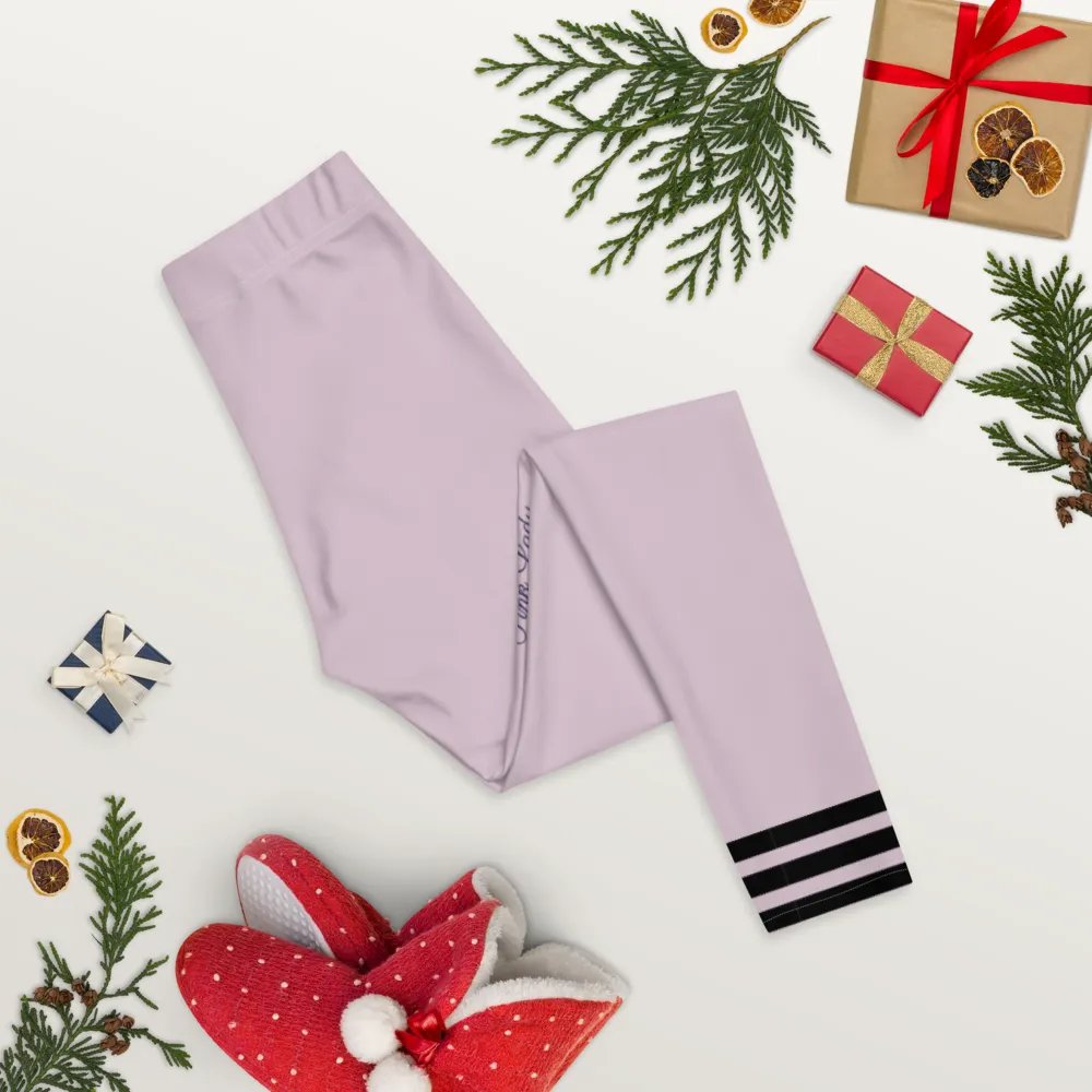 All-Over Print Leggings-Backfill Pale Twilight colour with Pink Lady design, black stripes. product image (8)