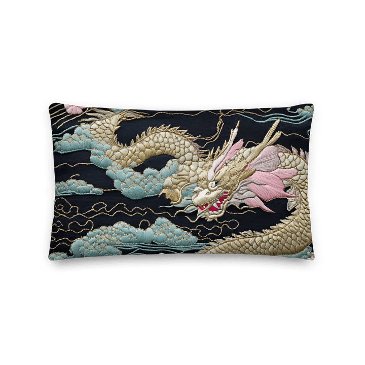 Silk Embroidered-look Dragon Premium Pillow product image (2)