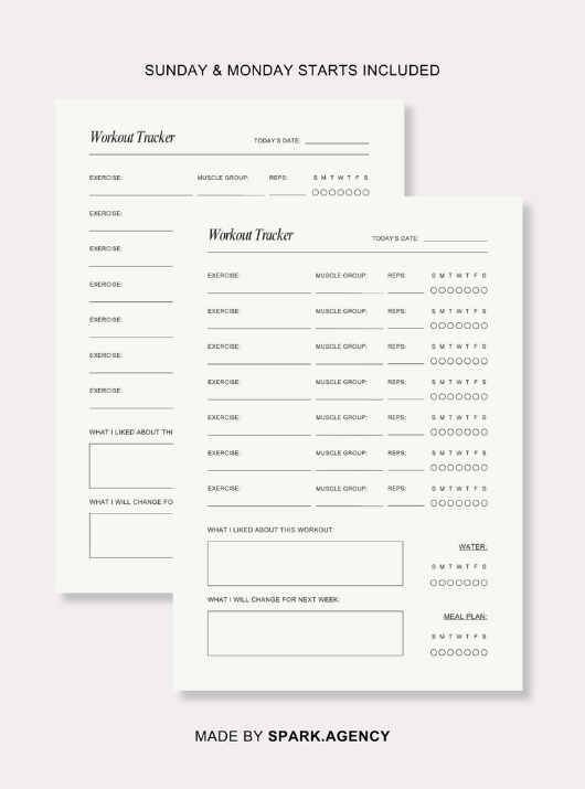 Copy of Cream Minimal Workout Tracker Planner product image (2)