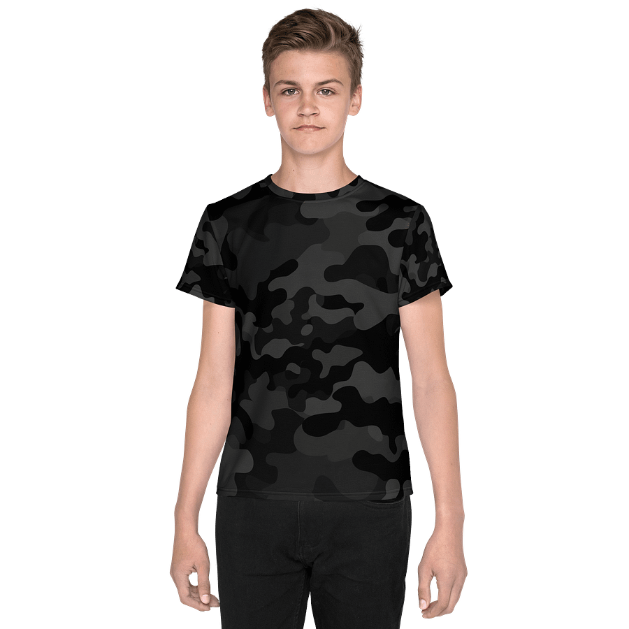 Youth Crew Neck T-Shirt black camo product image (1)