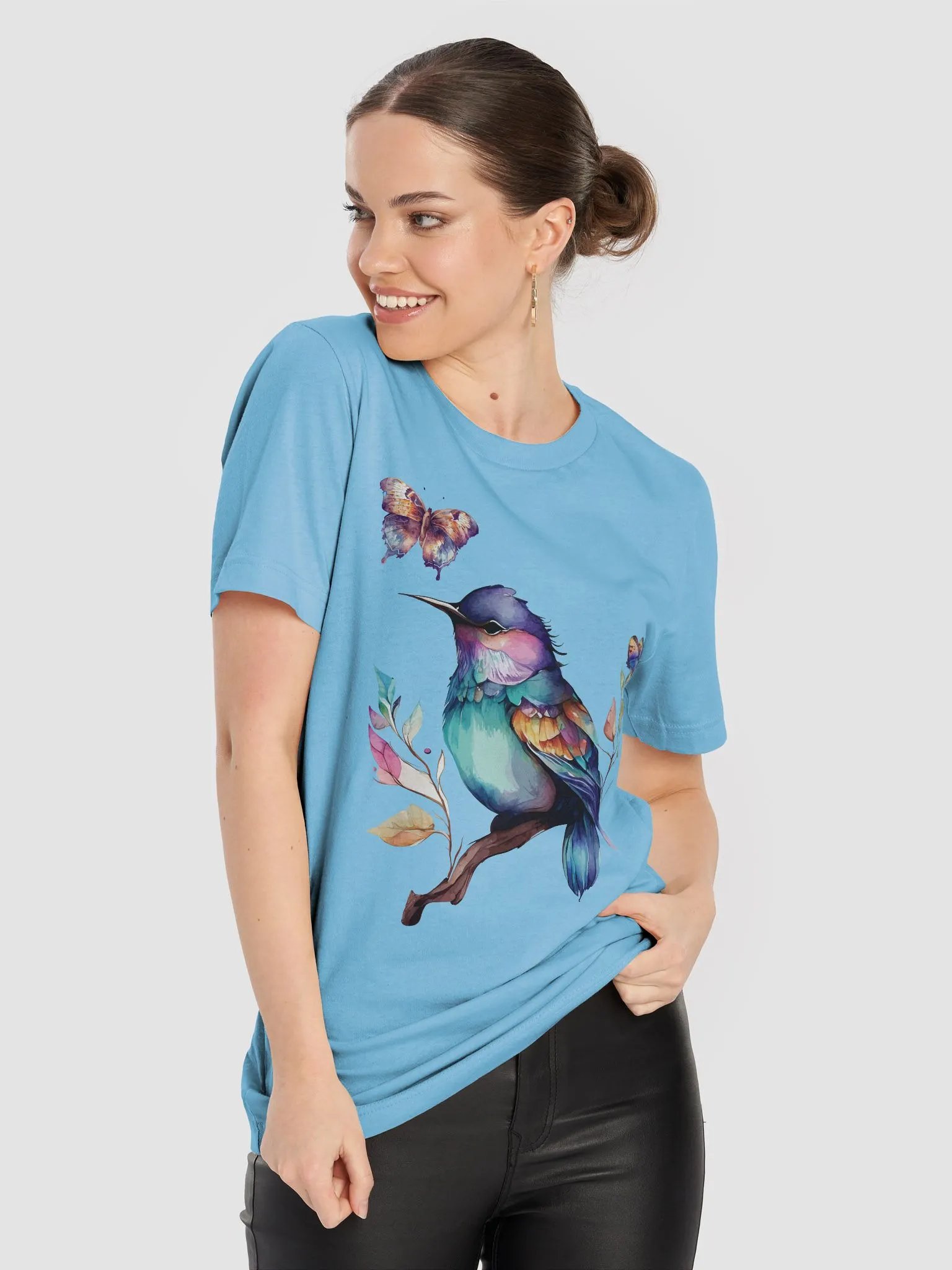 Vibrant Bird and Butterflies Illustration T-Shirt product image (2)