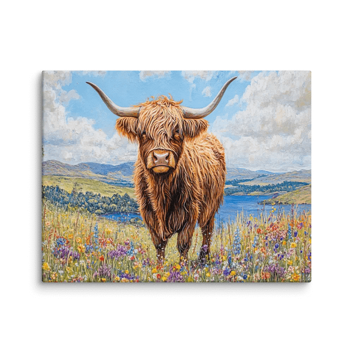 Serenity in Bloom: Highland Cow Amidst Wildflowers product image (1)